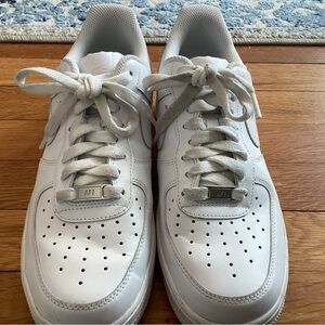 Nike White Leather Air Force 1 Low Top Sneakers